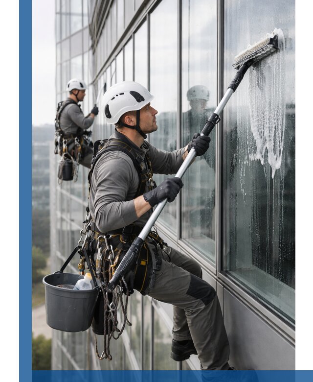 Высотная мойка сплошного остекления с выездом в Каменке