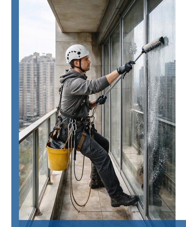 Профессиональная мойка балконного остекления в Каменке