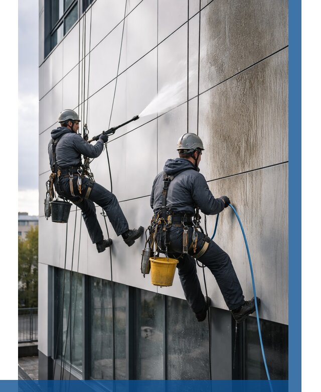 Мойка фасада из композита в Каменке по цене от 303 р. | ВЫСОТНИК-Кам