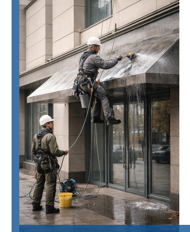 Профессиональная мойка козырьков и навесов в Каменке