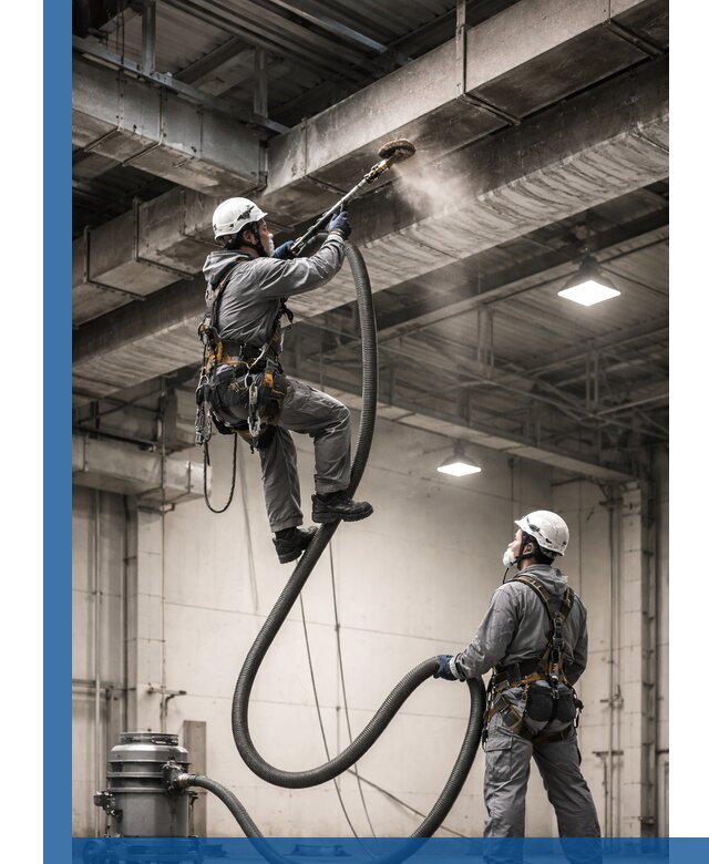 Обеспыливание потолочных конструкций в Каменке промышленным альпинизмом