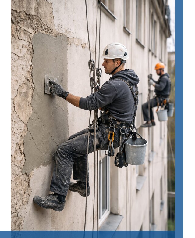 Восстановление штукатурки фасада в Каменке от 1214 р. | ВЫСОТНИК-Кам