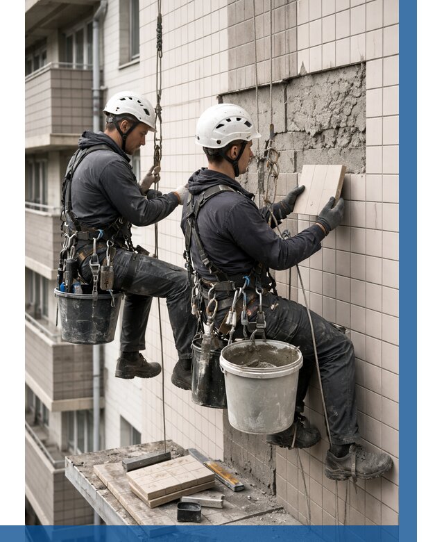 Ремонт облицовки фасада плиткой в Каменке от 1821 р. | ВЫСОТНИК-Кам