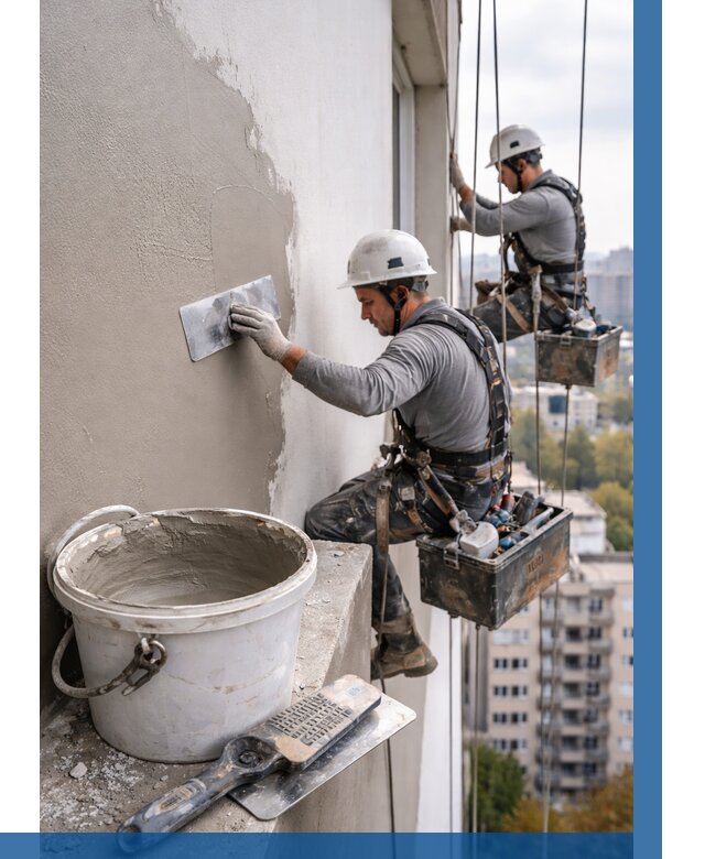 Шпаклевка фасада на высоте в Каменке от 708 р. | ВЫСОТНИК-Кам