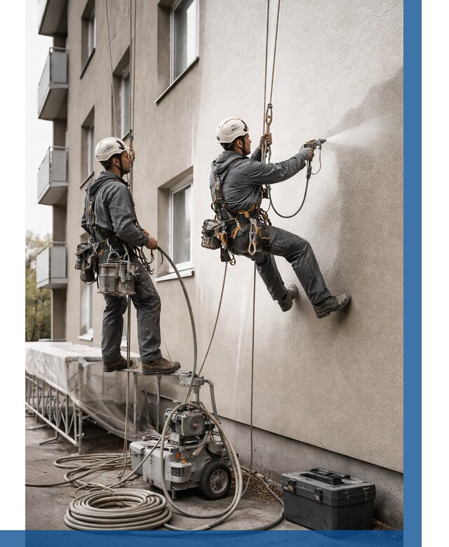 Безвоздушная покраска фасада в Каменке от 223 р/м² | ВЫСОТНИК-Кам