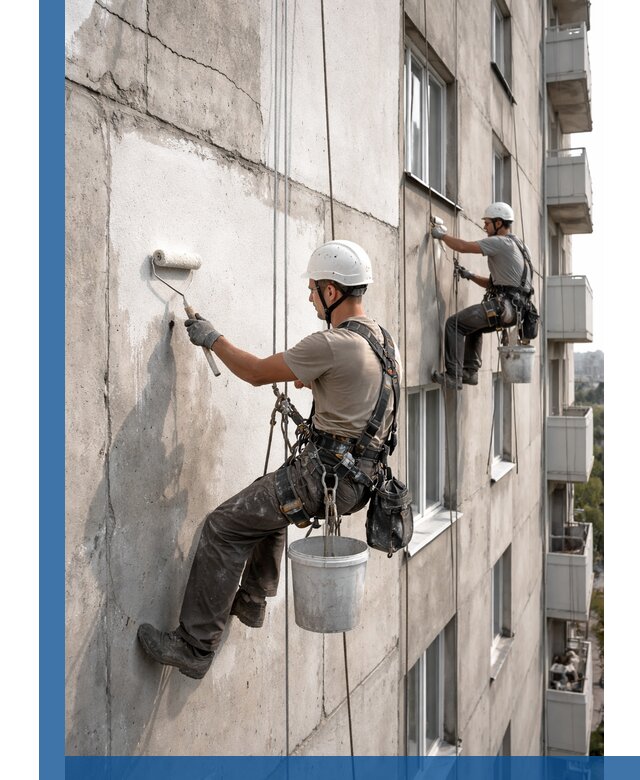 Покраска бетонного фасада в Каменке для жилых и промышленных объектов