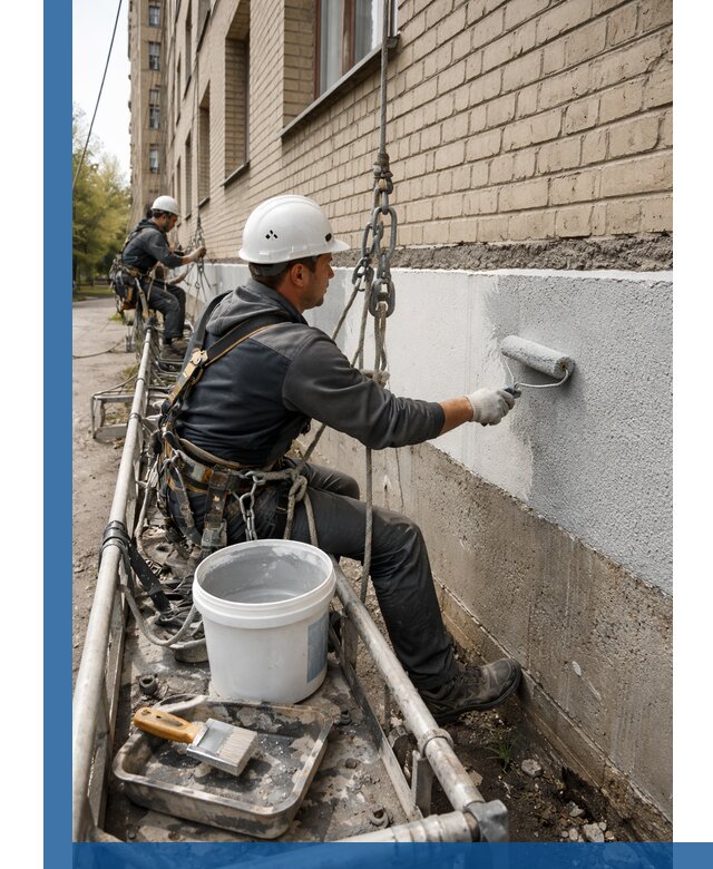 Окраска цоколя здания в Каменке профессионально и надежно