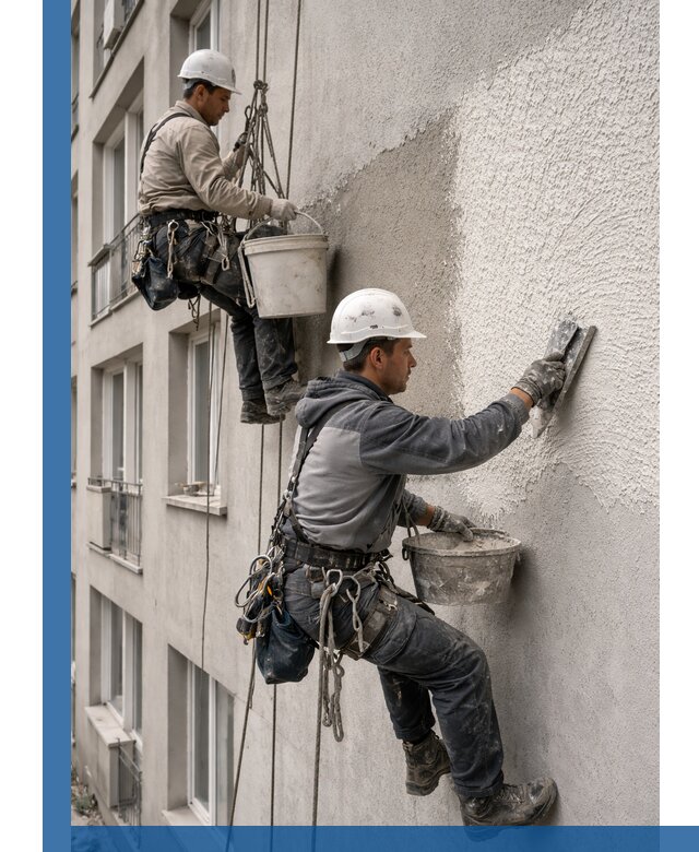 Нанесение декоративной штукатурки короед на фасад в Каменке