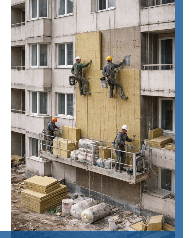 Утепление фасада минватой в Каменке от 1517 р. | ВЫСОТНИК-Кам