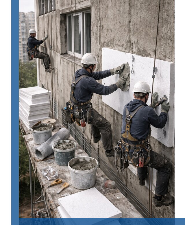 Утепление фасада пенополистиролом в Каменке под ключ