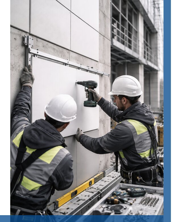 Монтаж композитных панелей фасада в Каменке от 2529 р. | ВЫСОТНИК-Кам