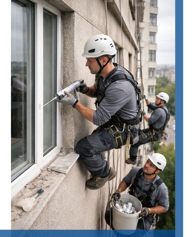 Герметизация оконных швов снаружи в Каменке от 1517 р. | ВЫСОТНИК-Кам