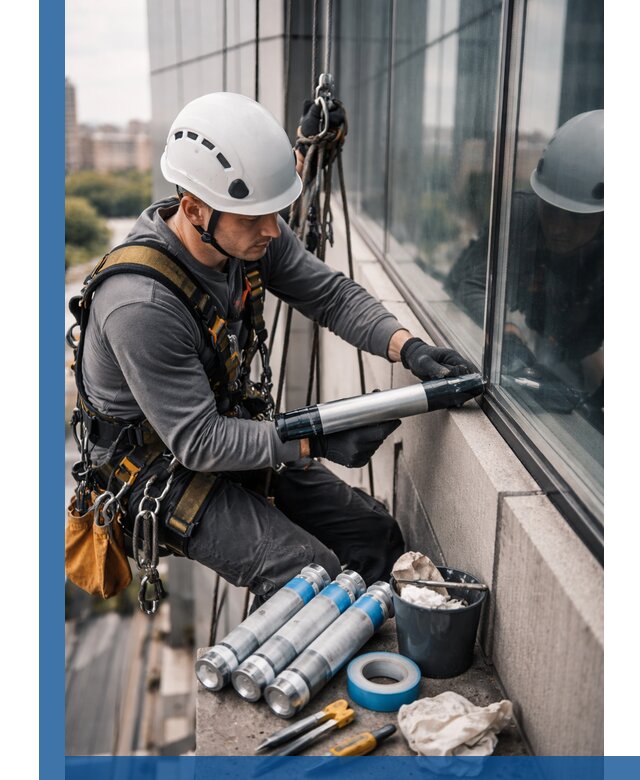 Герметизация стыков витража в Каменке для герметичных фасадов