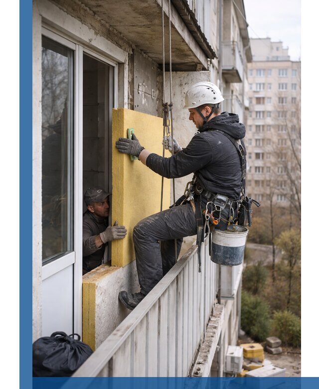 Профессиональное утепление балкона снаружи в Каменке под ключ