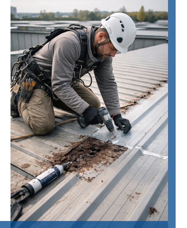 Ремонт профнастила на кровле в Каменке от 708 р. | ВЫСОТНИК-Кам