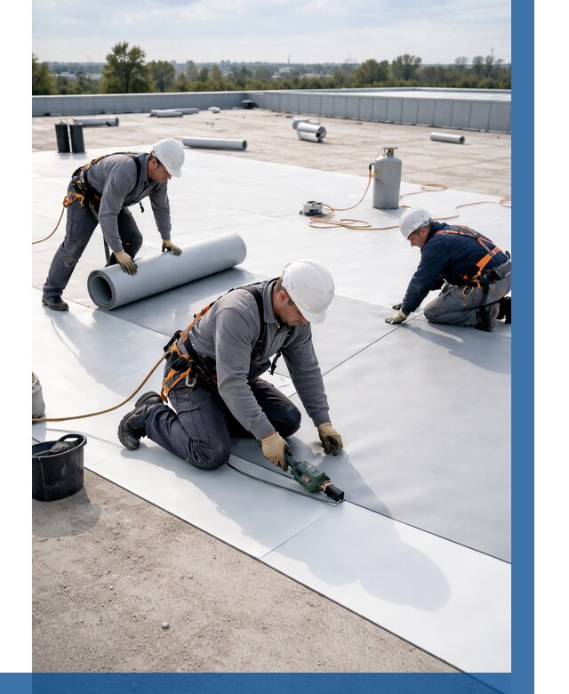 Монтаж мембранной кровли под ключ в Каменке от 1214 р. | ВЫСОТНИК-Кам