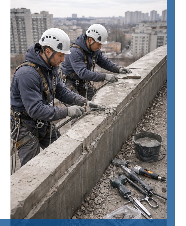 Ремонт парапета на кровле в Каменке от 1517 р. | ВЫСОТНИК-Кам