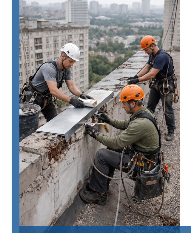 Ремонт парапета на кровле в Каменке, высотные работы с гарантией