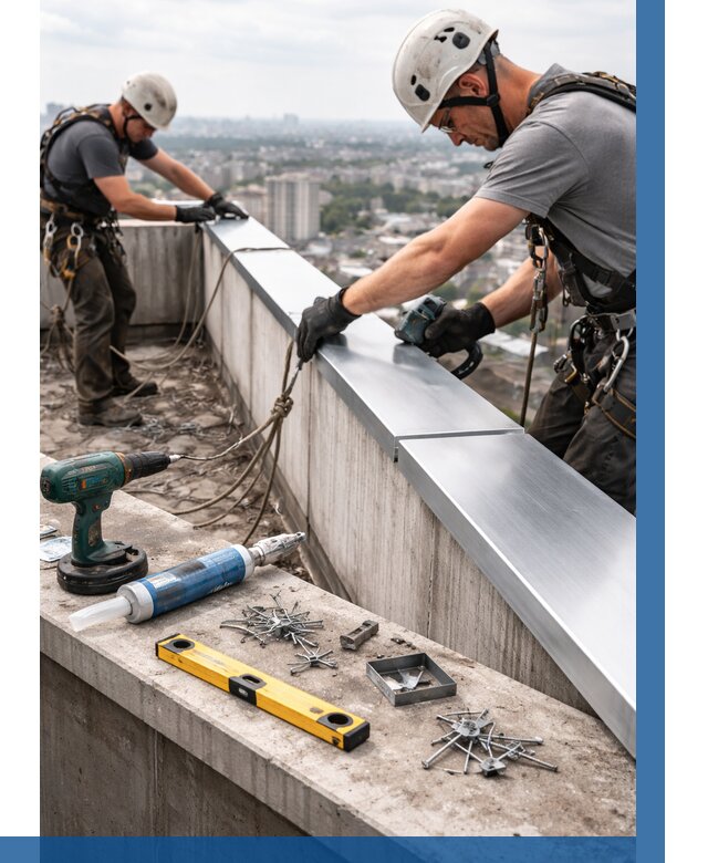 Монтаж парапетных крышек в Каменке от 809 р. | ВЫСОТНИК-Кам