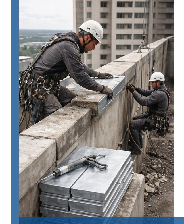 Замена парапетных крышек и установка новых в Каменке