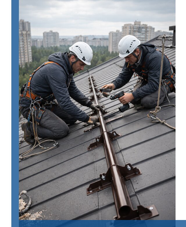 Монтаж снегозадержателей на кровле зданий в Каменке под ключ