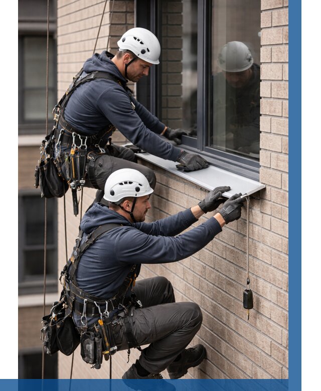 Монтаж оконных отливов под ключ в Каменке от 3540 р. | ВЫСОТНИК-Кам