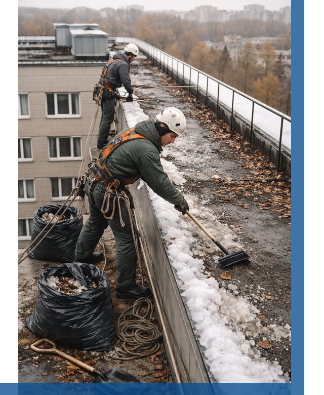 Очистка кровли по периметру в Каменке от 556 р. | ВЫСОТНИК-Кам