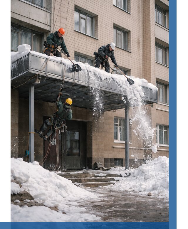 Очистка козырьков от снега в Каменке от 3540 р. | ВЫСОТНИК-Кам