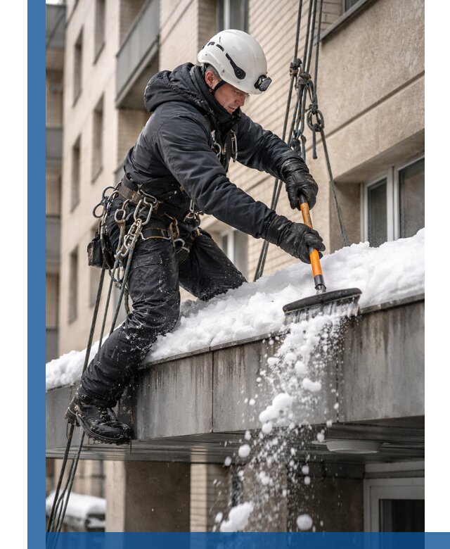 Очистка козырьков от снега в Каменке круглогодично безопасно