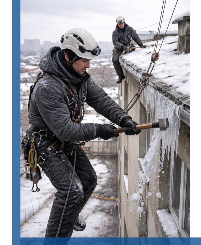 Сбивание и удаление сосулек с крыши в Каменке безопасно