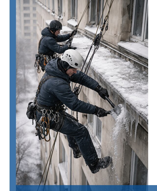 Удаление наледи и сосулек с карнизов в Каменке профессионально