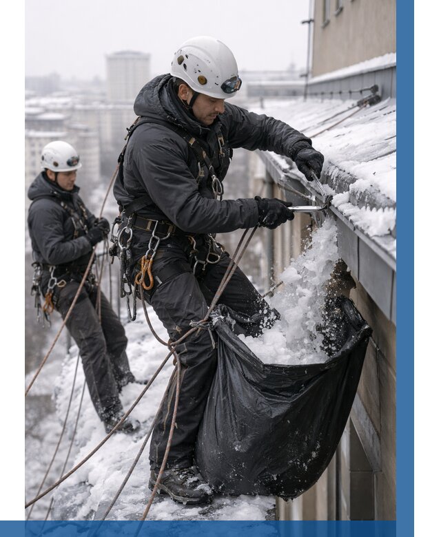 Аварийная очистка крыши в Каменке под ключ от 303 р. | ВЫСОТНИК-Кам