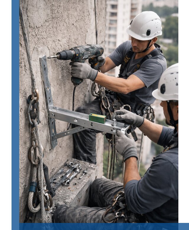 Установка кронштейнов кондиционера и крепежа в Каменке