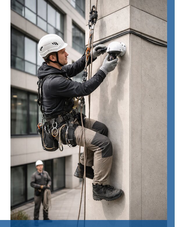 Монтаж камер видеонаблюдения на фасаде в Каменке от 8598 р.-ВЫСОТНИК-Кам