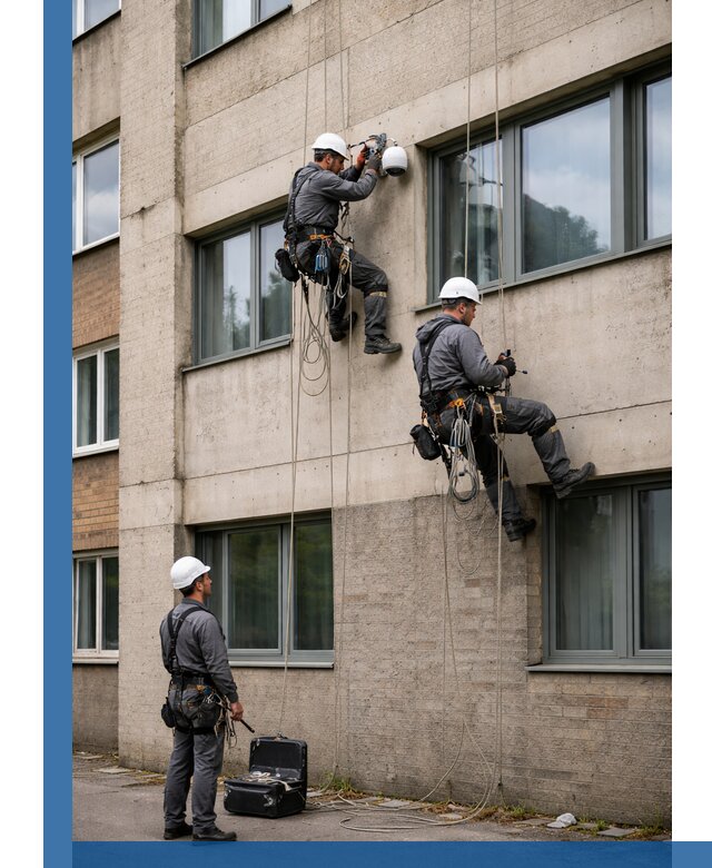 Монтаж фасадных камер видеонаблюдения в Каменке под ключ