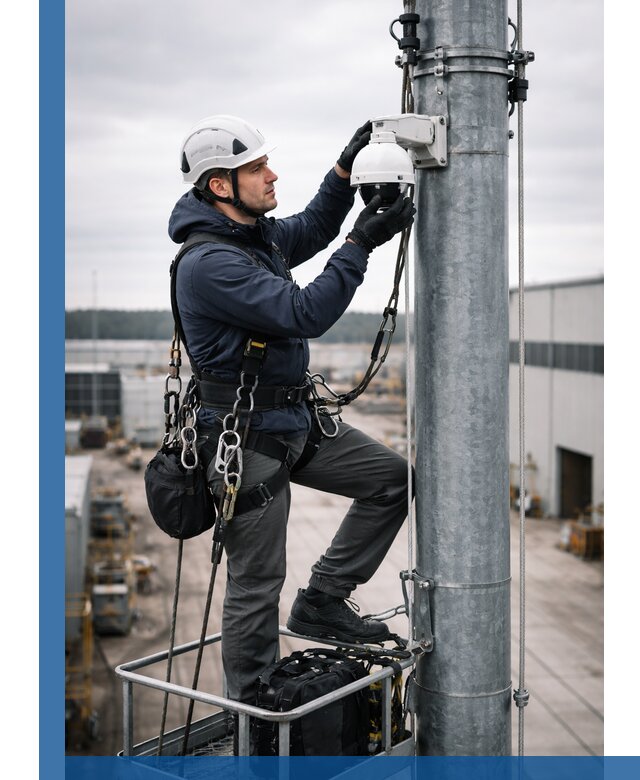 Профессиональная установка видеокамер на мачте в Каменке