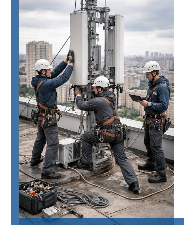 Монтаж антенн связи на крыше в Каменке с вводом в эксплуатацию