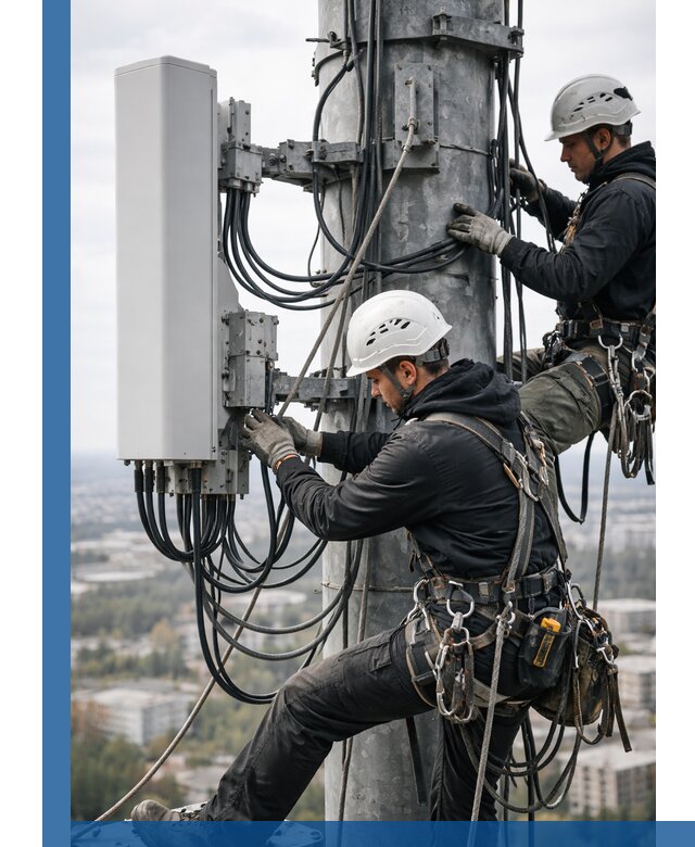 Монтаж оборудования связи на мачте в Каменке с пусконаладкой