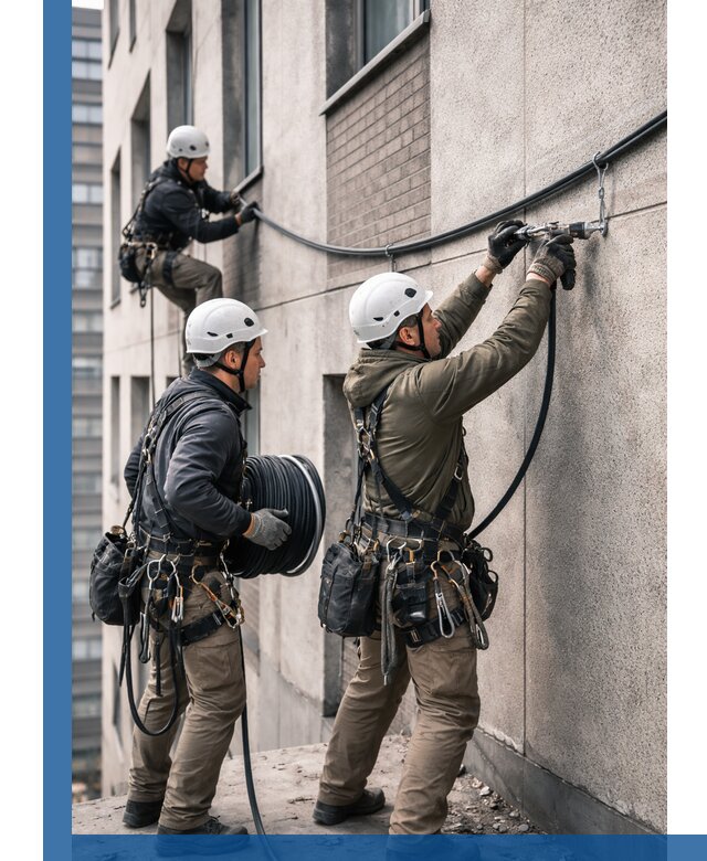 Прокладка кабеля по фасаду в Каменке, профессиональный монтаж