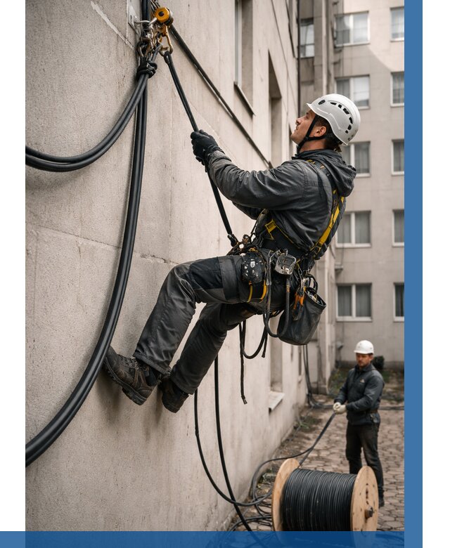 Протяжка кабеля питания на высоте в Каменке от 455 р. | ВЫСОТНИК-Кам