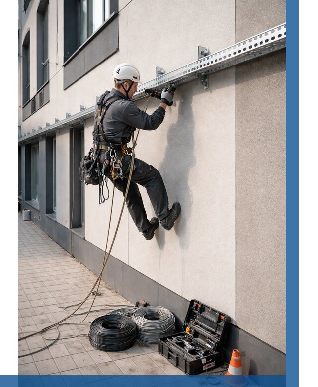 Монтаж кабельных лотков на фасаде в Каменке от 1214 р. | ВЫСОТНИК-Кам