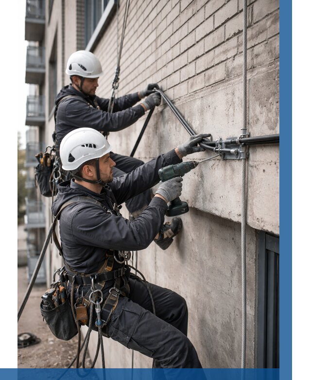 Крепление кабеля на фасаде в Каменке от 354 р. | ВЫСОТНИК-Кам