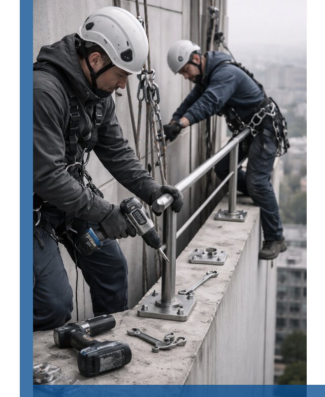 Монтаж перил на высоте в Каменке для жилых и промобъектов