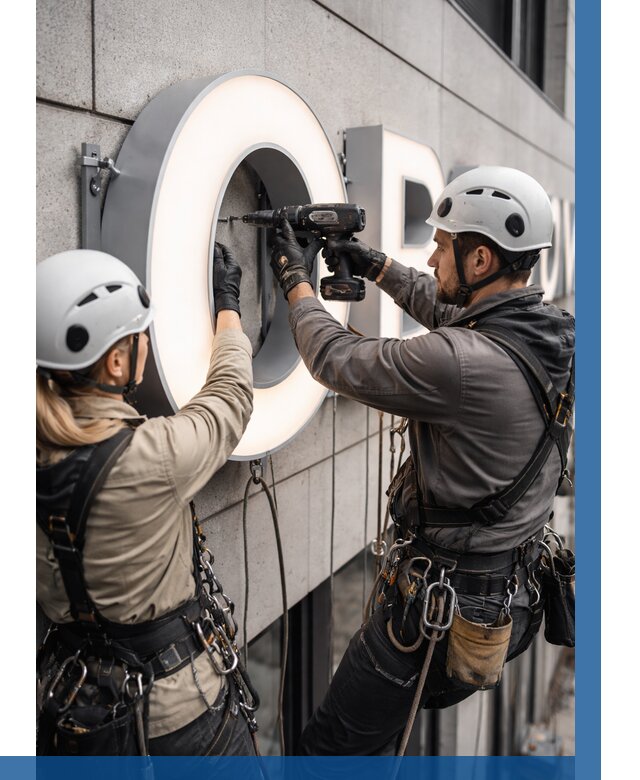 Монтаж световых букв в Каменке от 3035 р. под ключ ВЫСОТНИК-Кам