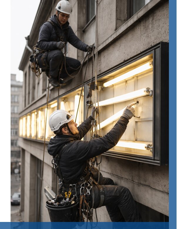 Замена ламп в вывеске в Каменке под ключ от 3540 р. | ВЫСОТНИК-Кам