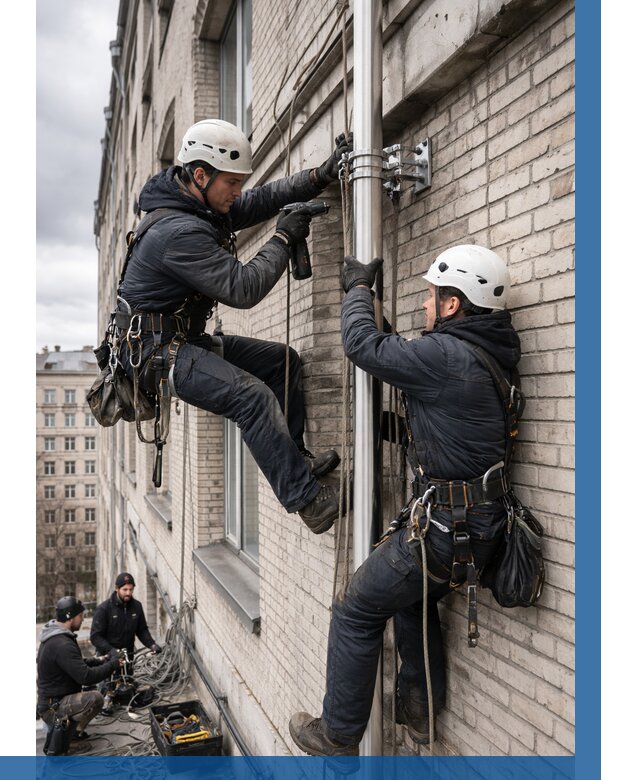 Монтаж флагштока на здании в Каменке от 6575 р. | ВЫСОТНИК-Кам