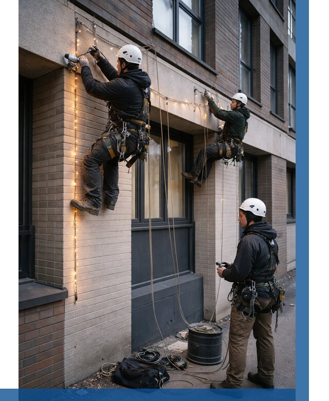 Монтаж гирлянд на фасаде в Каменке от 3540 р. | ВЫСОТНИК-Кам