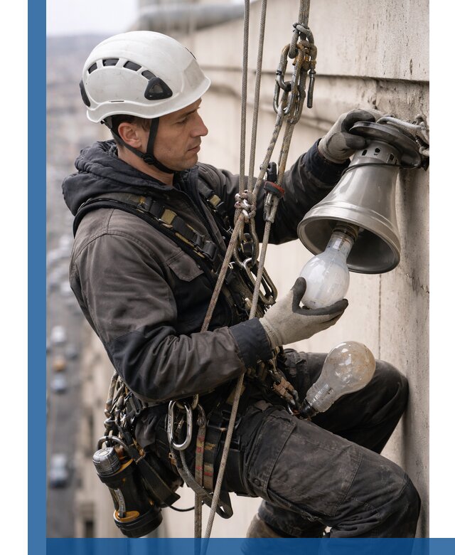 Замена ламп на высоте в Каменке профессионально и быстро