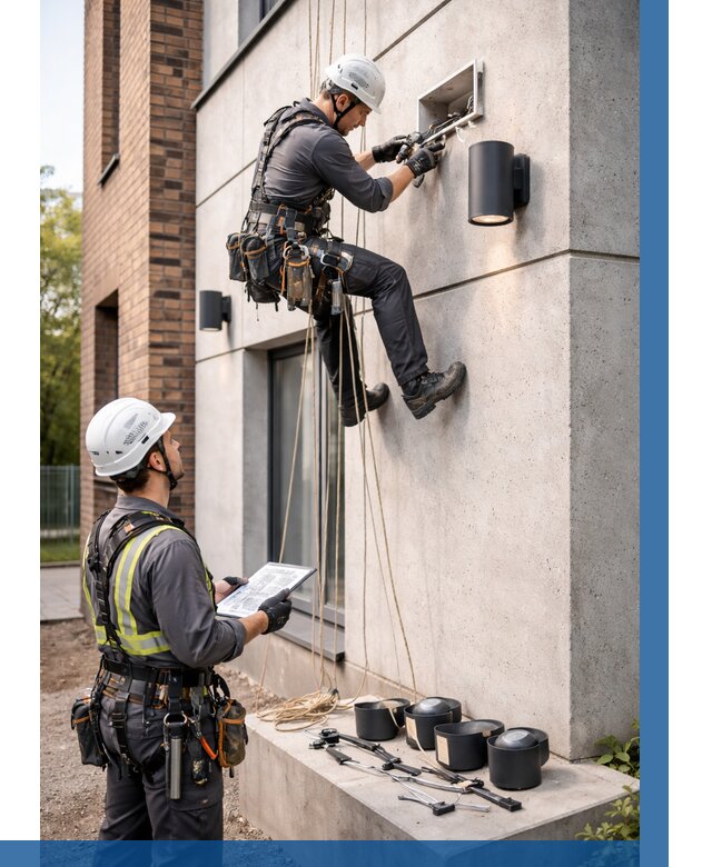 Монтаж фасадного освещения в Каменке от 2529 р. | ВЫСОТНИК-Кам