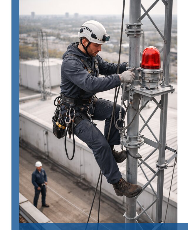 Монтаж заградительных огней и обслуживание объектов в Каменке
